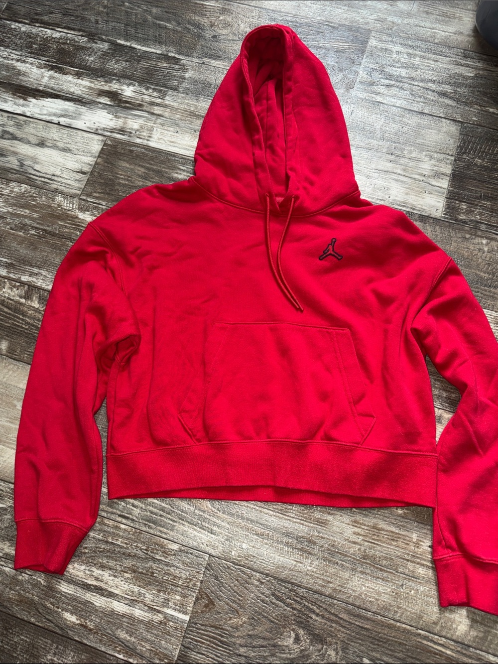 Jordan Red Cropped Hoodie Sweater